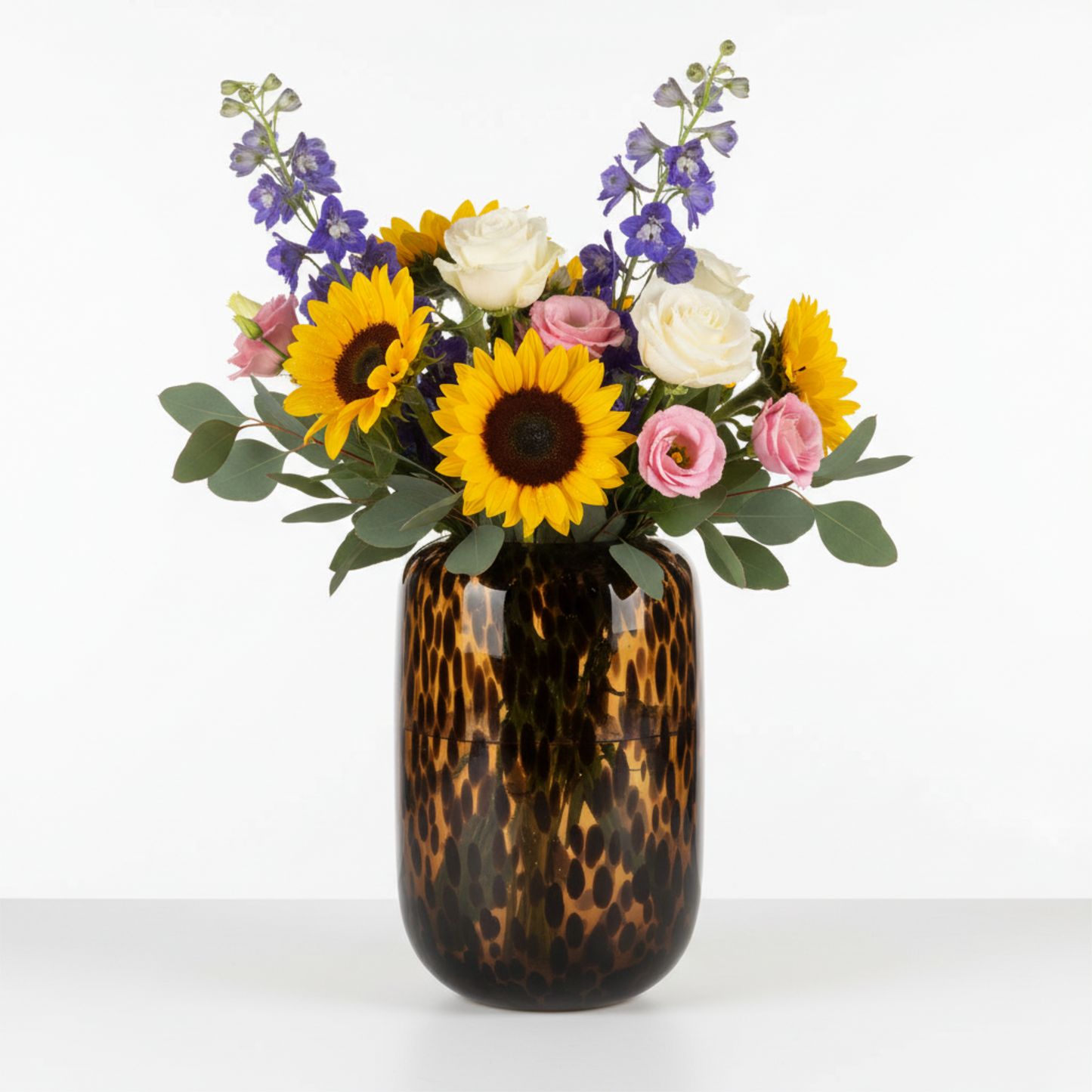 Amber Vase,Tortoise Shell Decor,Brown Glass,Round Art,Modern Clear Glass Vase,Decorative Bottles for Home Decor,Farmhouse Centerpiece,Wide for Living Room, Kitchen,Office, Dining